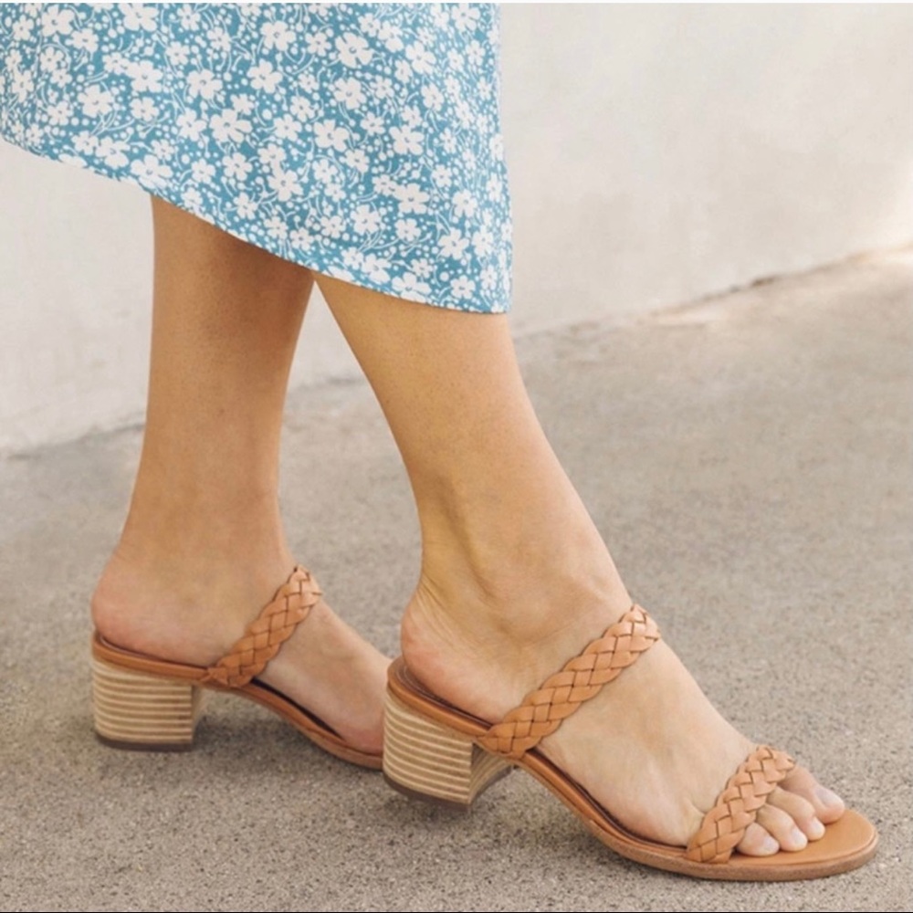 Soludos Luna Braided Block Heel in Camel Size 8.5
